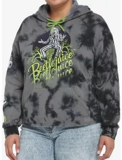 HUNIVERS Beetlejuice Icons Wash Crop Hoodie Plus Size